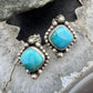 Sterling Silver Southwestern Style Square Turquoise Stud Earrings For Women