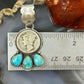 Genuine 1917 90% Silver Mercury Dime Coin w/Teardrop Turquoise Decorated Unisex Pendant