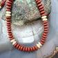 Sterling Silver Southwestern Style Red Jasper &Petrified Wood Beads Saucer 18" Necklace