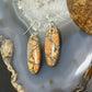 Sterling Silver Oval Maligano Jasper Slab Dangle Earrings For Women #511