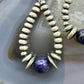 Sterling Silver Graduated Navajo Pearl Beads & Lapis Hoop Dangle Earrings For Women