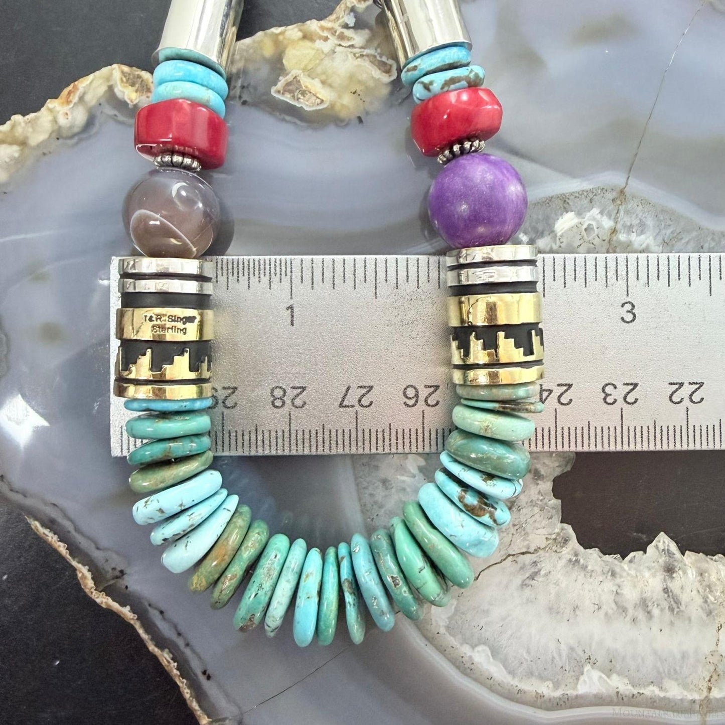 Tommy & Rosita Singer Sterling Turquoise & Multistone Beads 21" Necklace