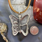 Gary Custer Navajo Sterling Silver Tufa Cast Butterfly w/Kachina Unisex Pendant