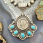 Sterling Silver Southwestern Style 1936 Mercury Dime & Kingman Turquoise Pendant