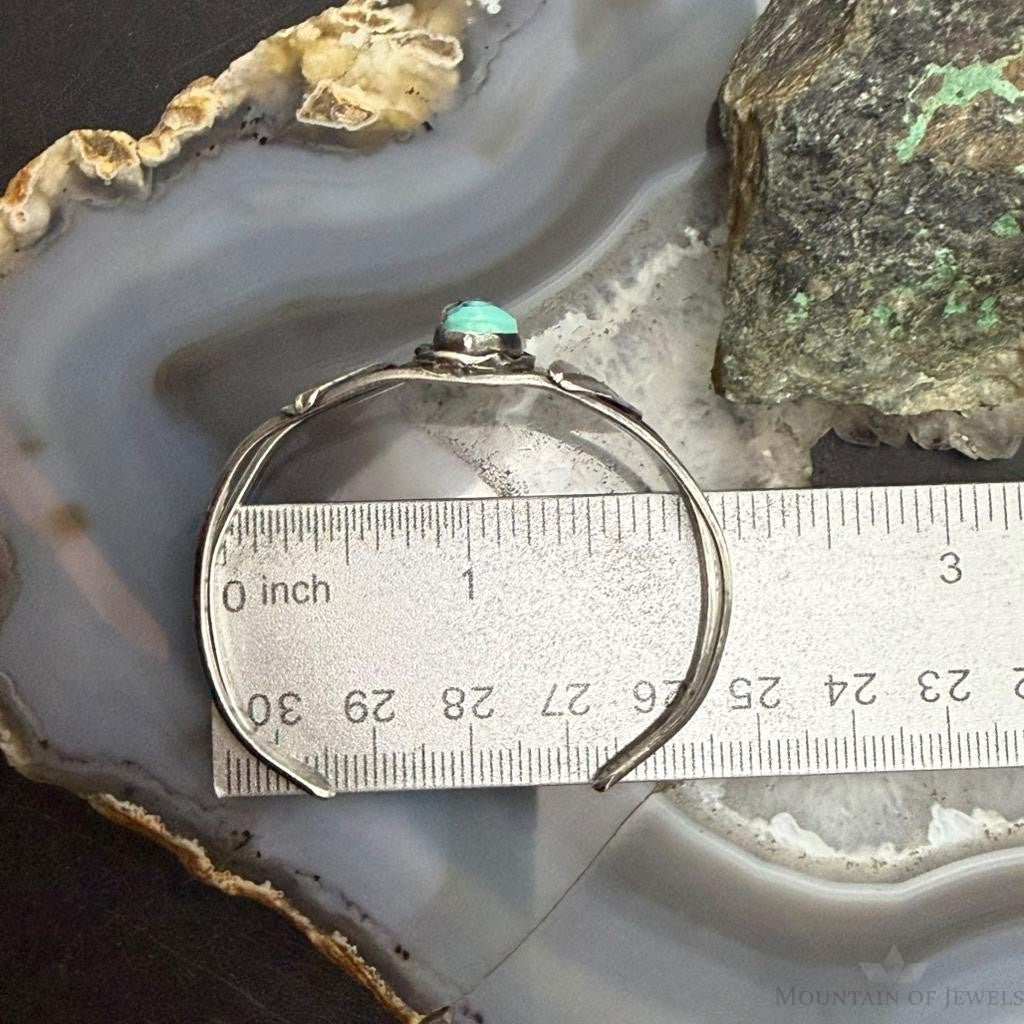 Vintage Native American Silver Leaf & Turquoise Split Shank Bracelet For Women