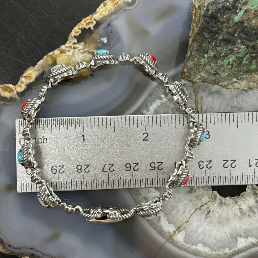 Carolyn Pollack Sterling Silver Multi Gemstone Decorated Link Bracelet For Women