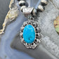 Native American Sterling Silver Oval Turquoise Decorated Pendant For Women