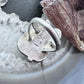 Vintage Signed Native American Silver Coral & Turquoise Leaves Decorated Ring For Women