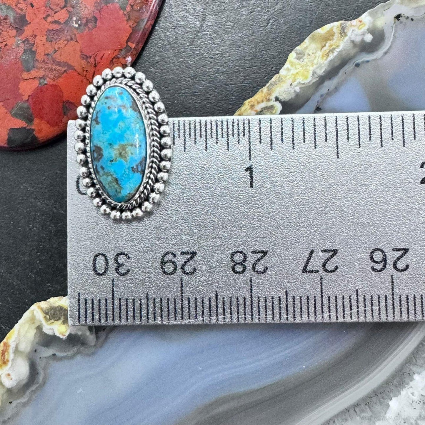 Native American Sterling Silver Oval Turquoise Decorated Post Earrings For Women