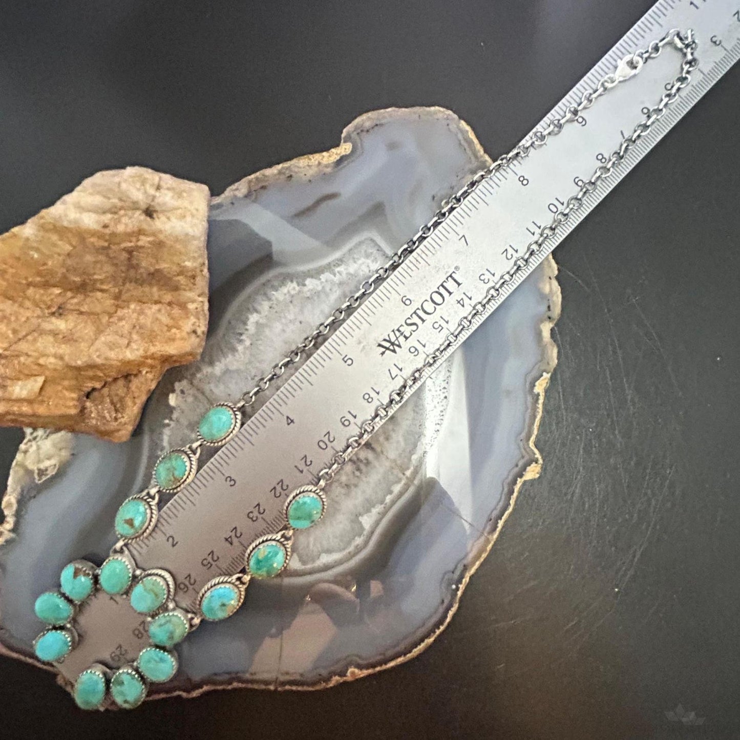 Sterling Silver Southwestern Style Mohave Turquoise Naja Necklace For Women