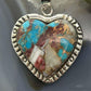 Sterling Southwestern Style Turquoise Spiny Oyster Heart Pendant For Women #2