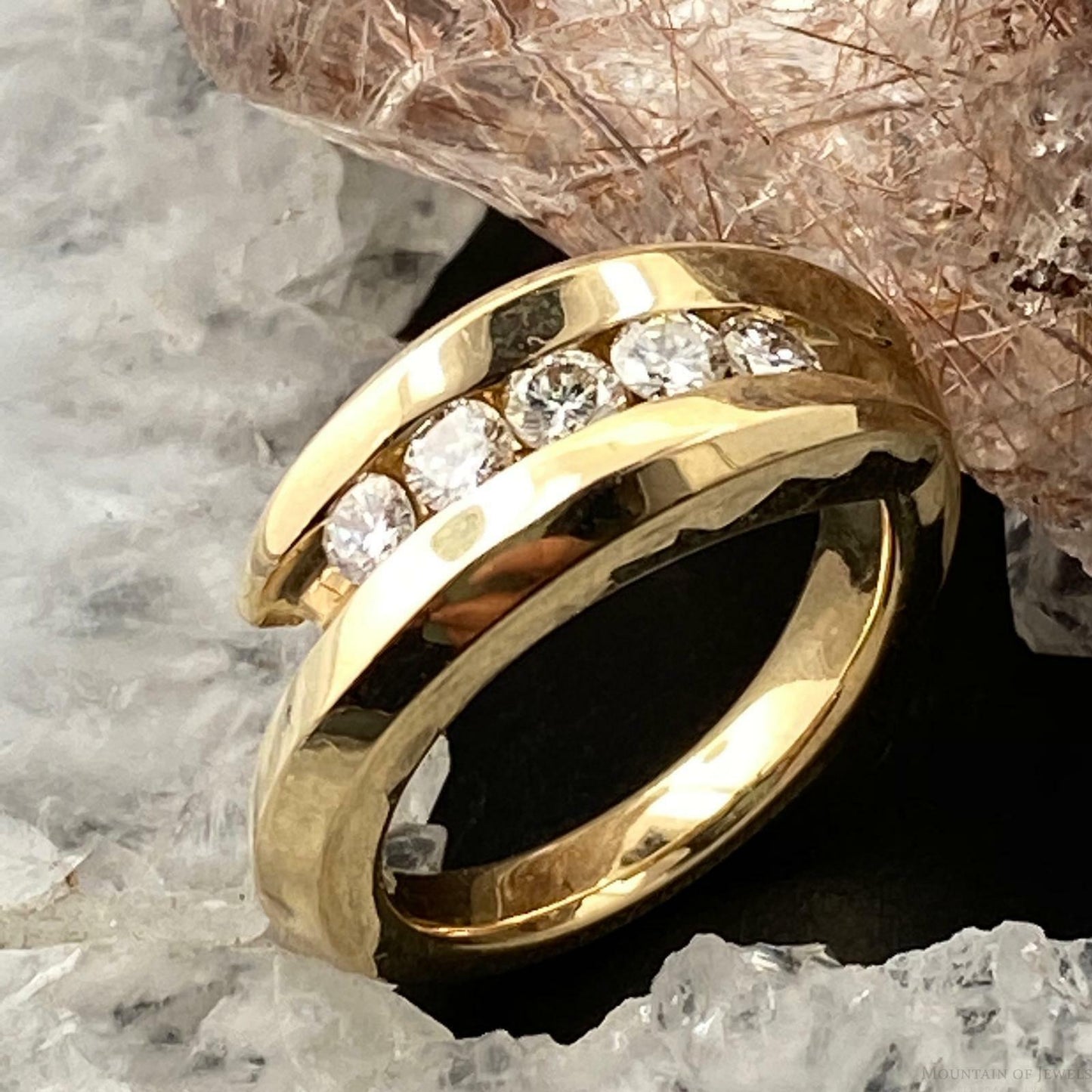 14K Yellow Gold Diamonds Bridal Ring Size 5.5