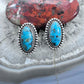 Native American Sterling Silver Oval Turquoise Decorated Post Earrings For Women