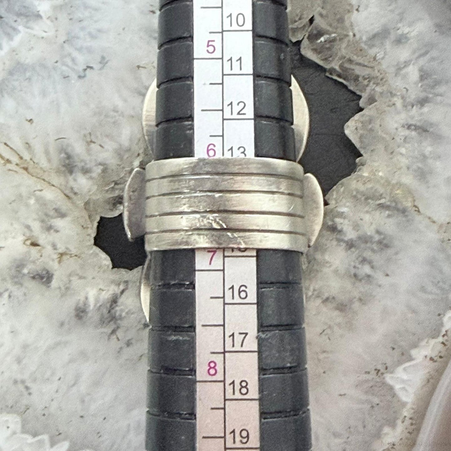 Richard Wylie Native American Sterling Silver Turquoise Decorated Ring Size 6.5 For Women