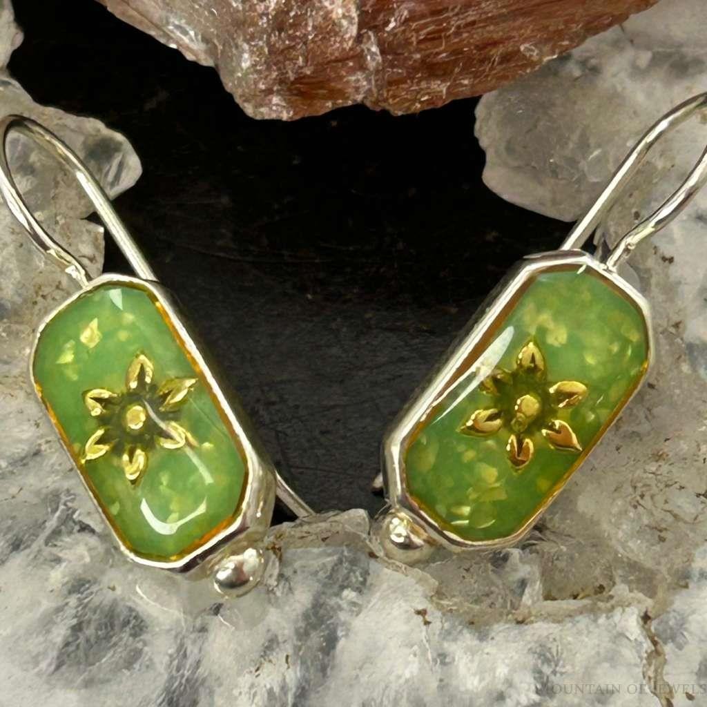 Carolyn Pollack Sterling Silver Green Turquoise Chip Dangle Earrings For Women