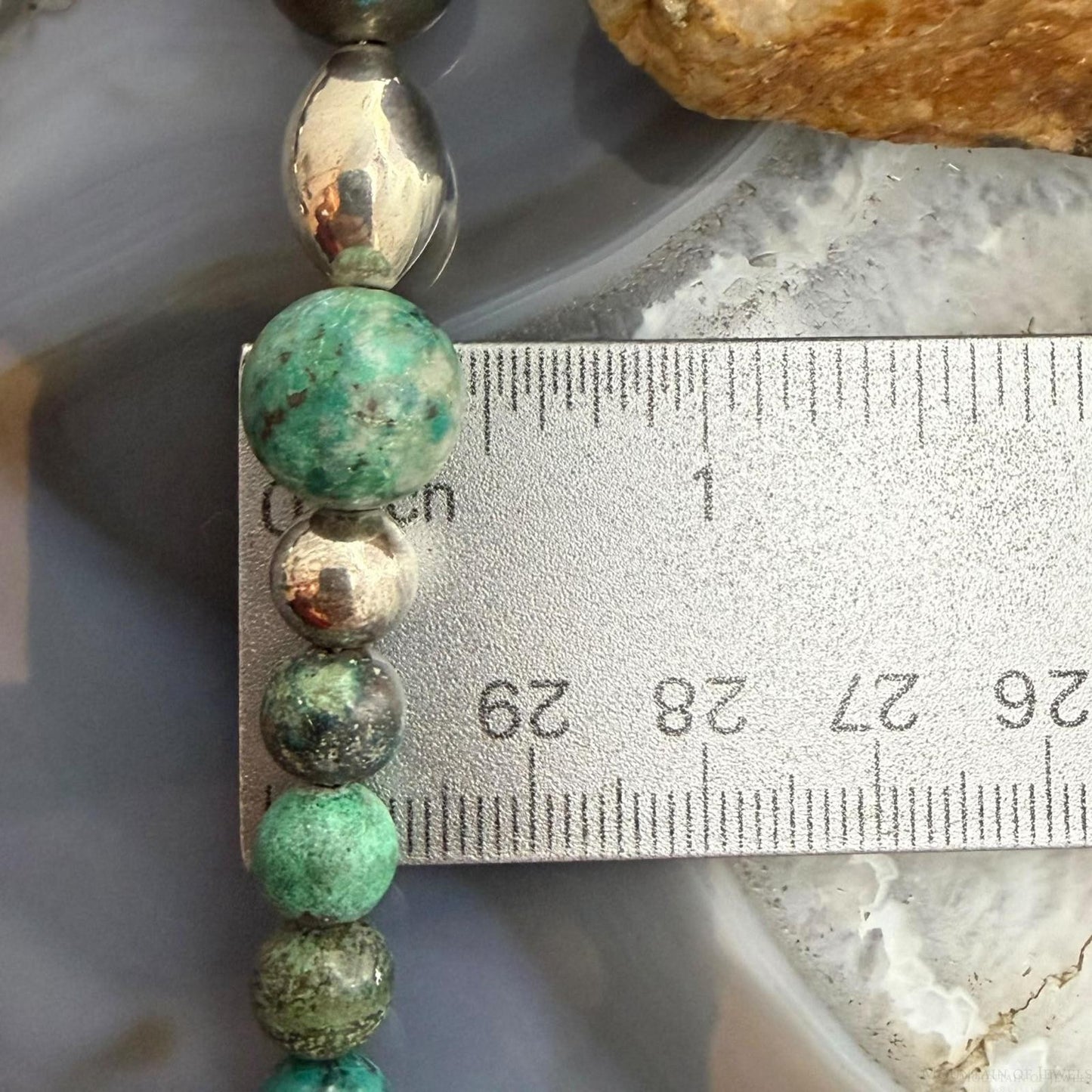Carolyn Pollack Sterling Silver Chrysocolla Beads & Silver Beads 16"-20" Necklace For Women