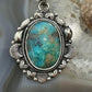 Sterling Silver Southwestern Style Oval Turquoise Decorated Pendant For Women #7