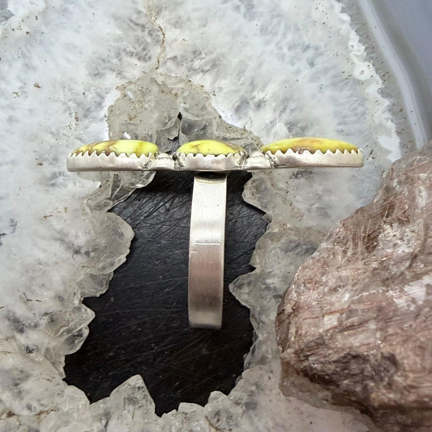 Sterling Silver Southwestern Style 3 Palomino Adjustable Ring For Women #1
