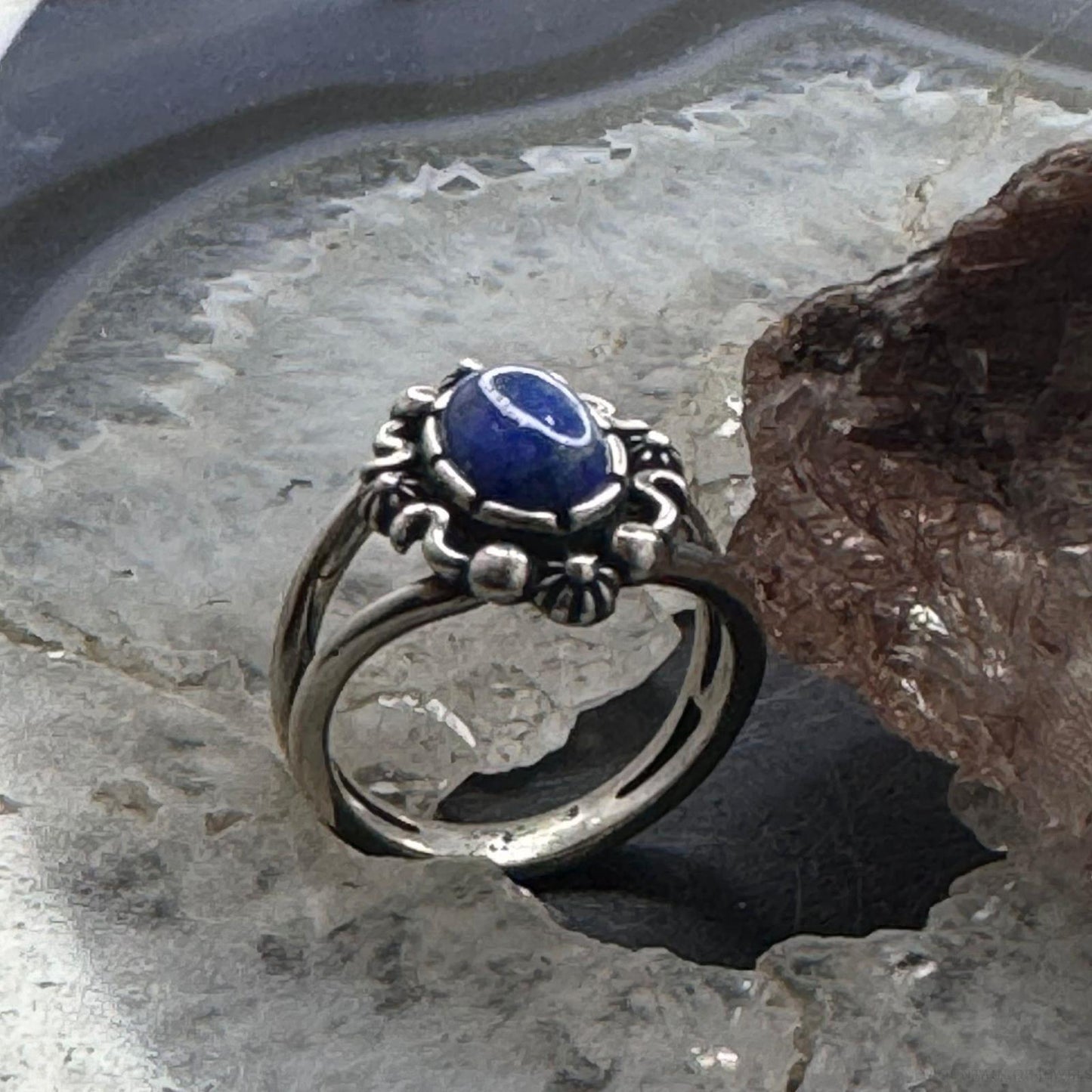 Carolyn Pollack Sterling Silver Oval Denim Lapis Ring For Women w/Size Variety