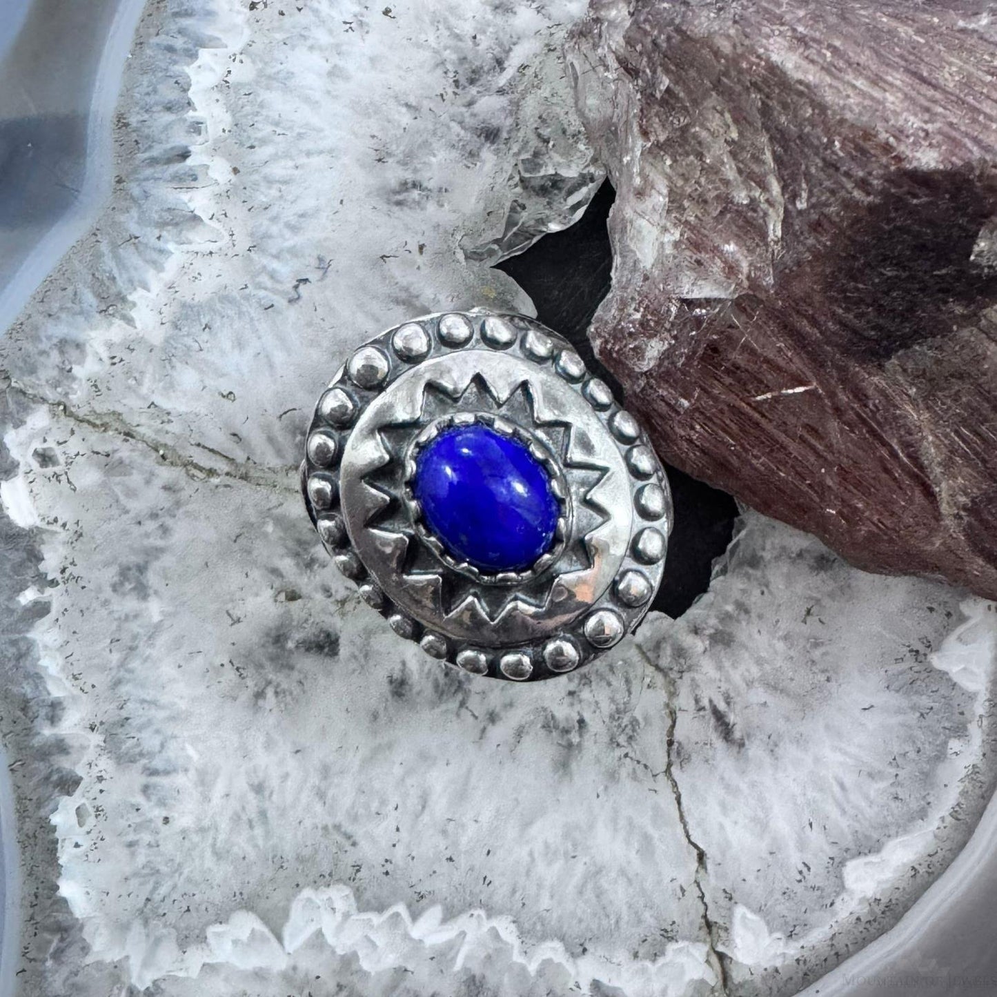 Carolyn Pollack Sterling Silver Lapis Decorated Ring Size 8 For Women