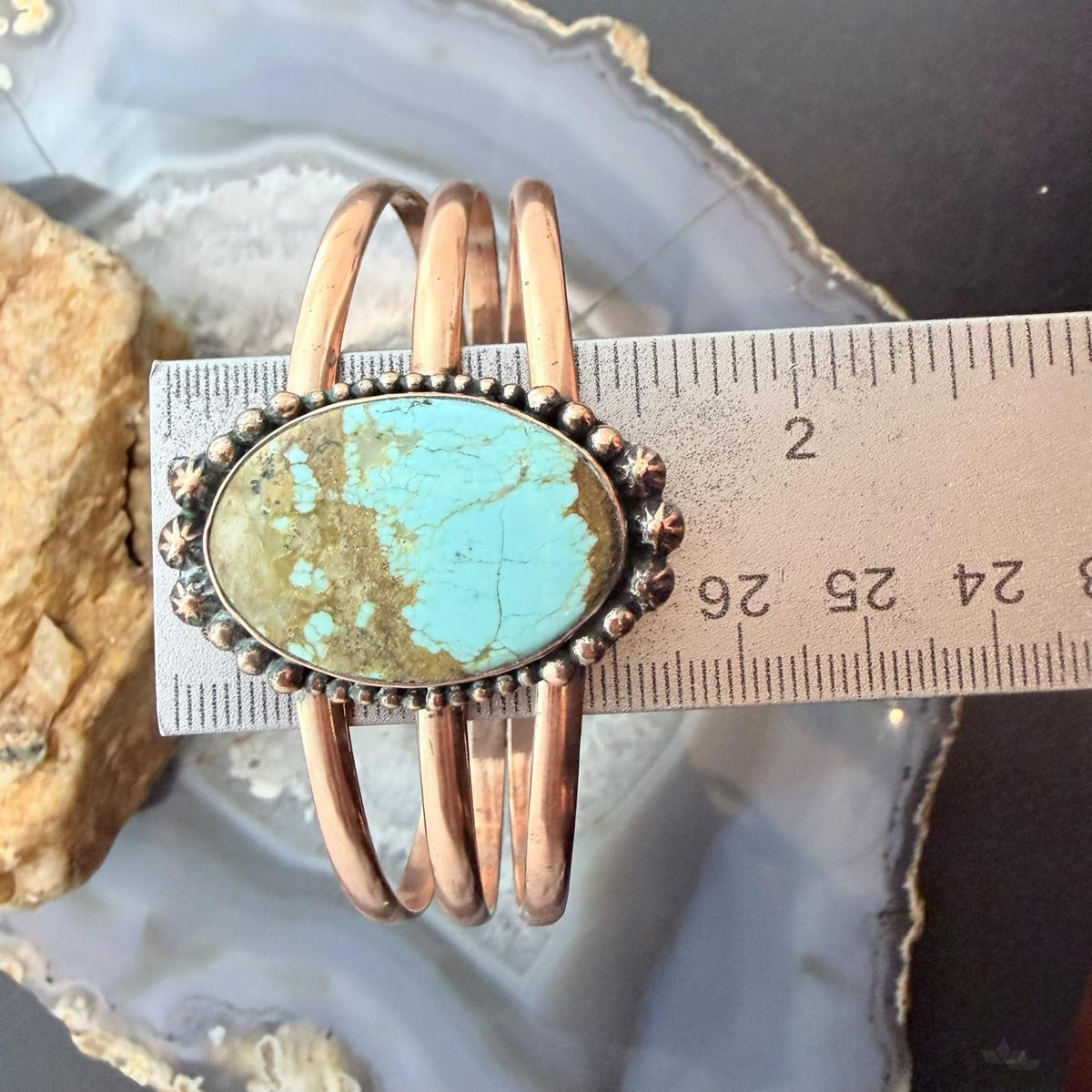Copper Southwestern Style Oval Turquoise #8 Decorated Bracelet For Women
