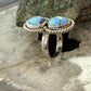 Southwestern Style Sterling Silver 2 Golden Hill Turquoise Ring Size 7 For Women