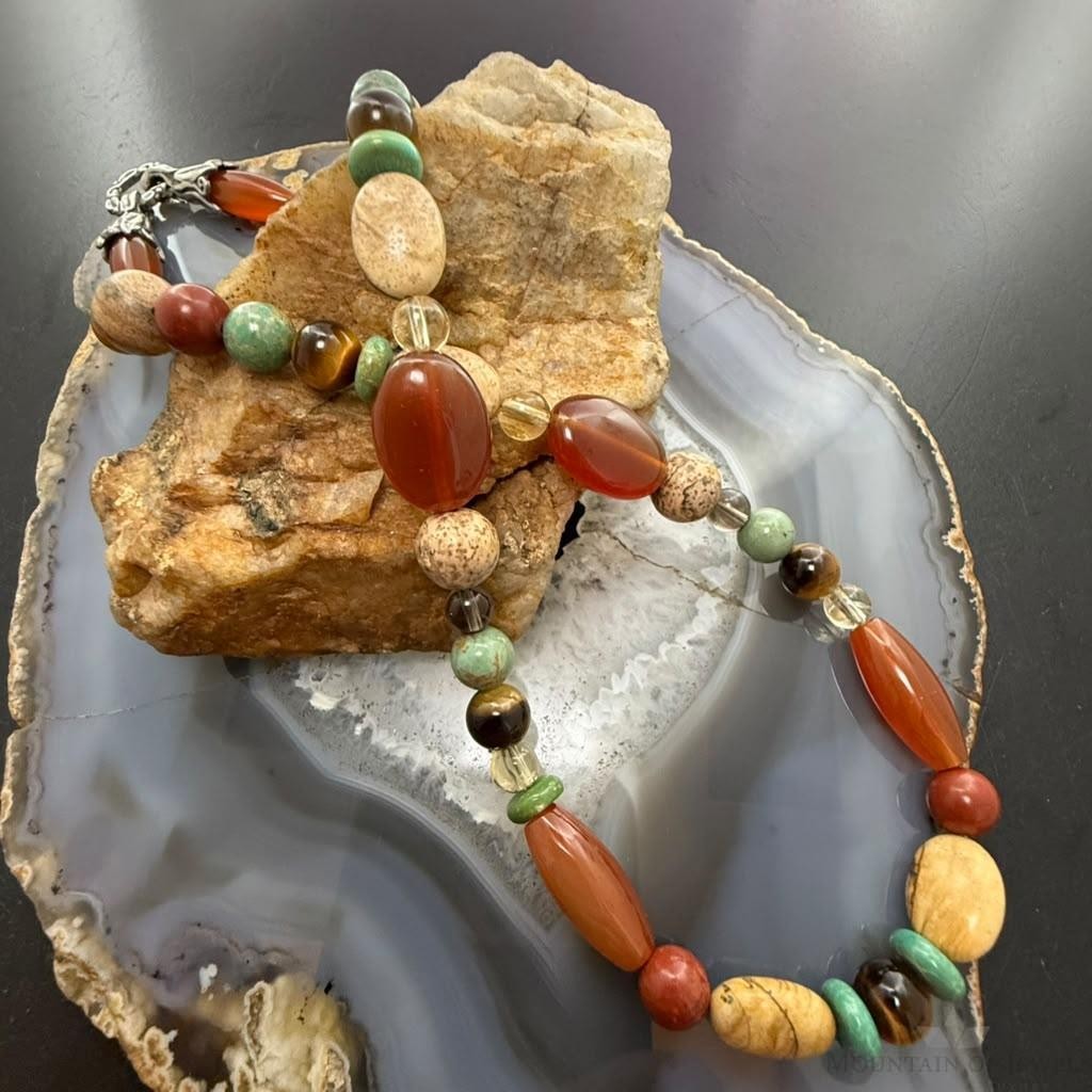 Carolyn Pollack Sterling Silver Multistone Beads 18" Necklace For Women