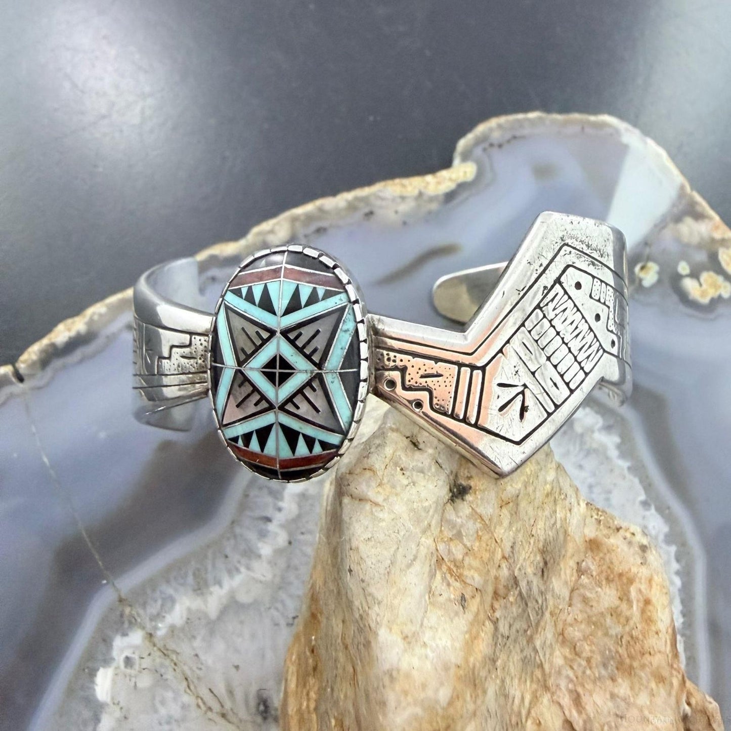 Roderick & Marilyn Tenorio and Carolyn Pollack Inlay Sterling Silver Bracelet For Women