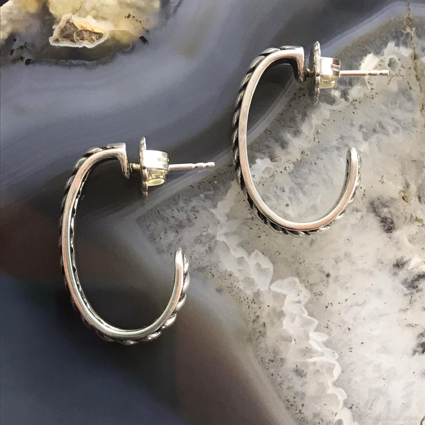 Carolyn Pollack Sterling Silver Engraved Rope Half Hoop Earrings For Women