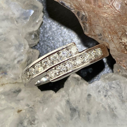 14K White Gold Diamonds Bridal Band Ring Size 6.5
