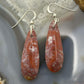 Sterling Silver Teardrop Plum Moss Agate Slab Dangle Earrings For Women #536