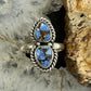 Sterling Silver Southwestern Style 2 Golden Hill Turquoise Ring Size 10.75 For Women