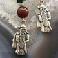 Carolyn Pollack Sterling Silver Malachite & Carnelian Father Christmas Dangle Earrings For Women