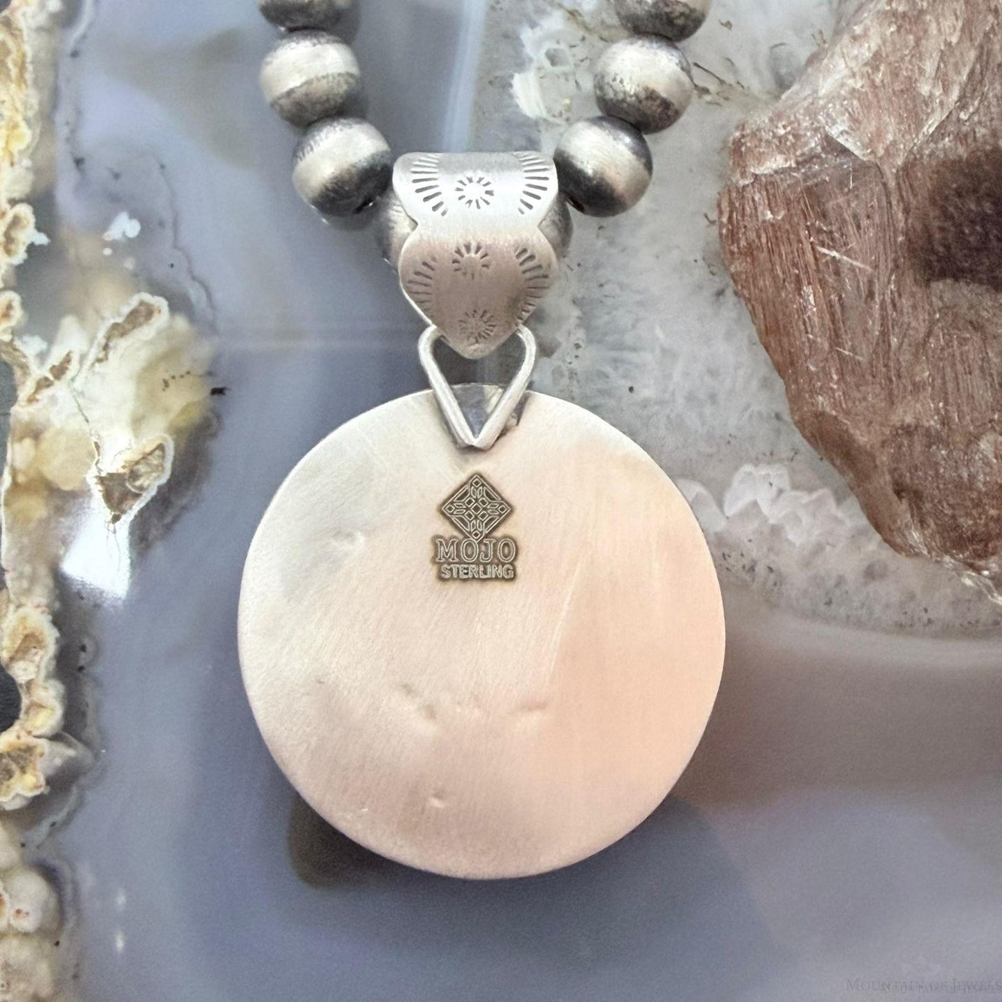 Genuine 1909 90% Silver Barber Head Dime Coin w/Mohave Turquoise Unisex Pendant