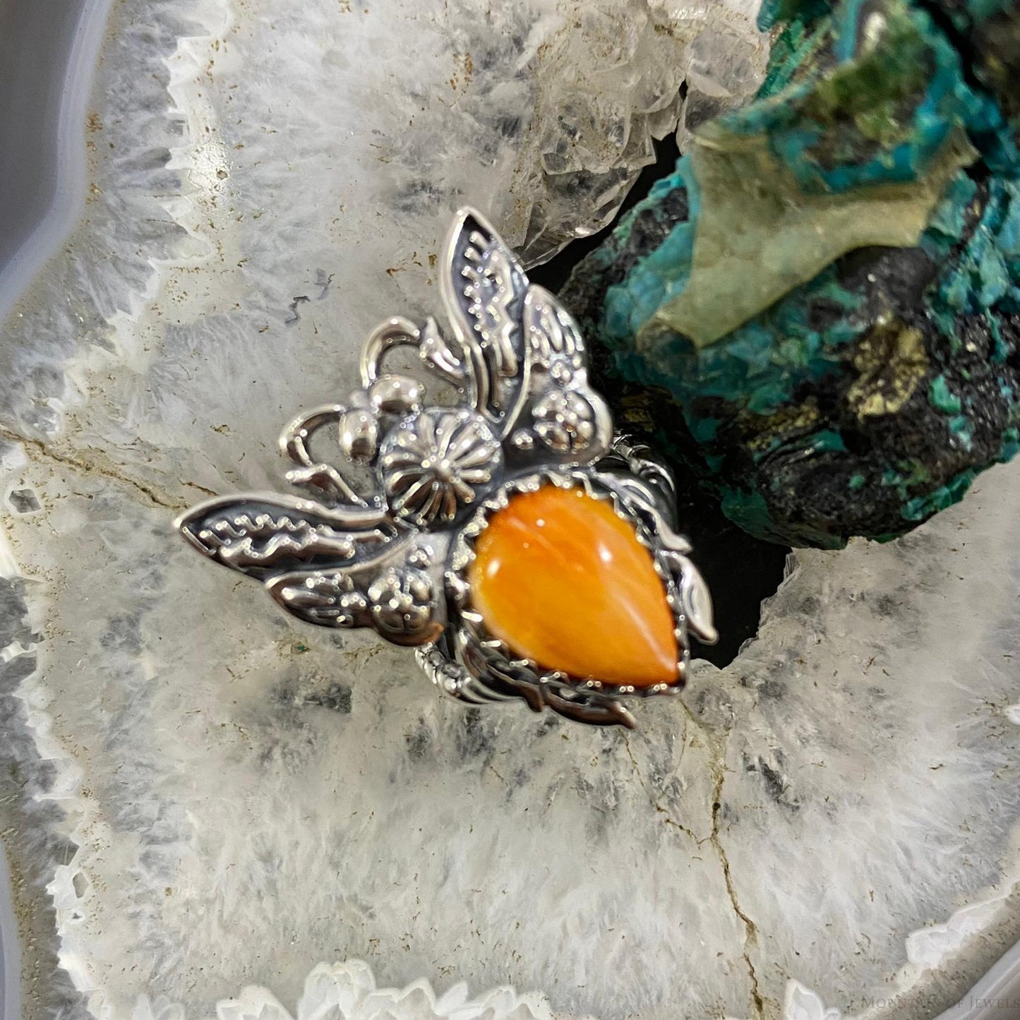 Carolyn Pollack Southwestern Style Sterling Silver Spiny Oyster Bee Ring For Women, Variety of Sizes