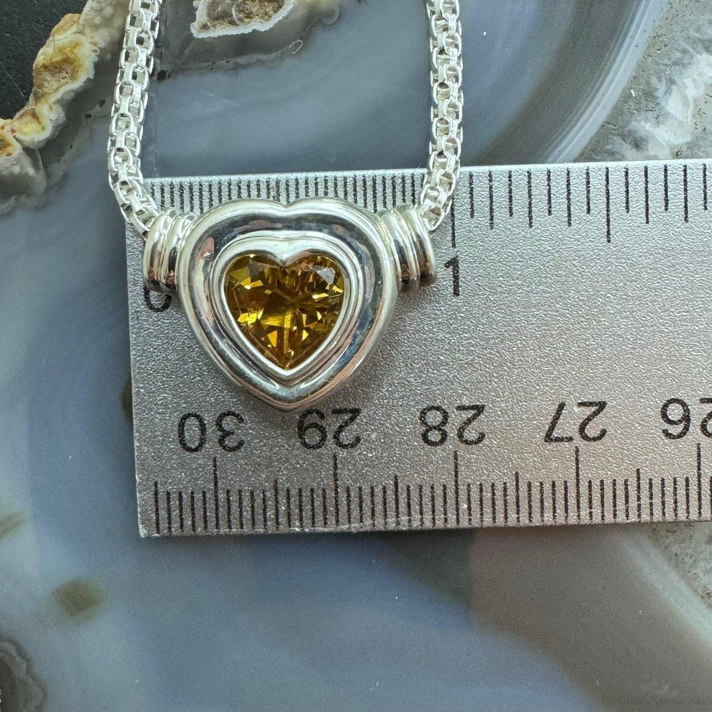 Carolyn Pollack Sterling Silver Faceted Citrine Slide Heart Pendant W/Necklace For Women