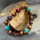 Southwestern Style 10mm Copper Navajo Pearl & 10mm Sediment Jasper Stretch Bracelet For Women