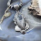 Sterling Silver Southwestern Style Elongated Marquise Dendritic Agate Decorated Pendant For Women