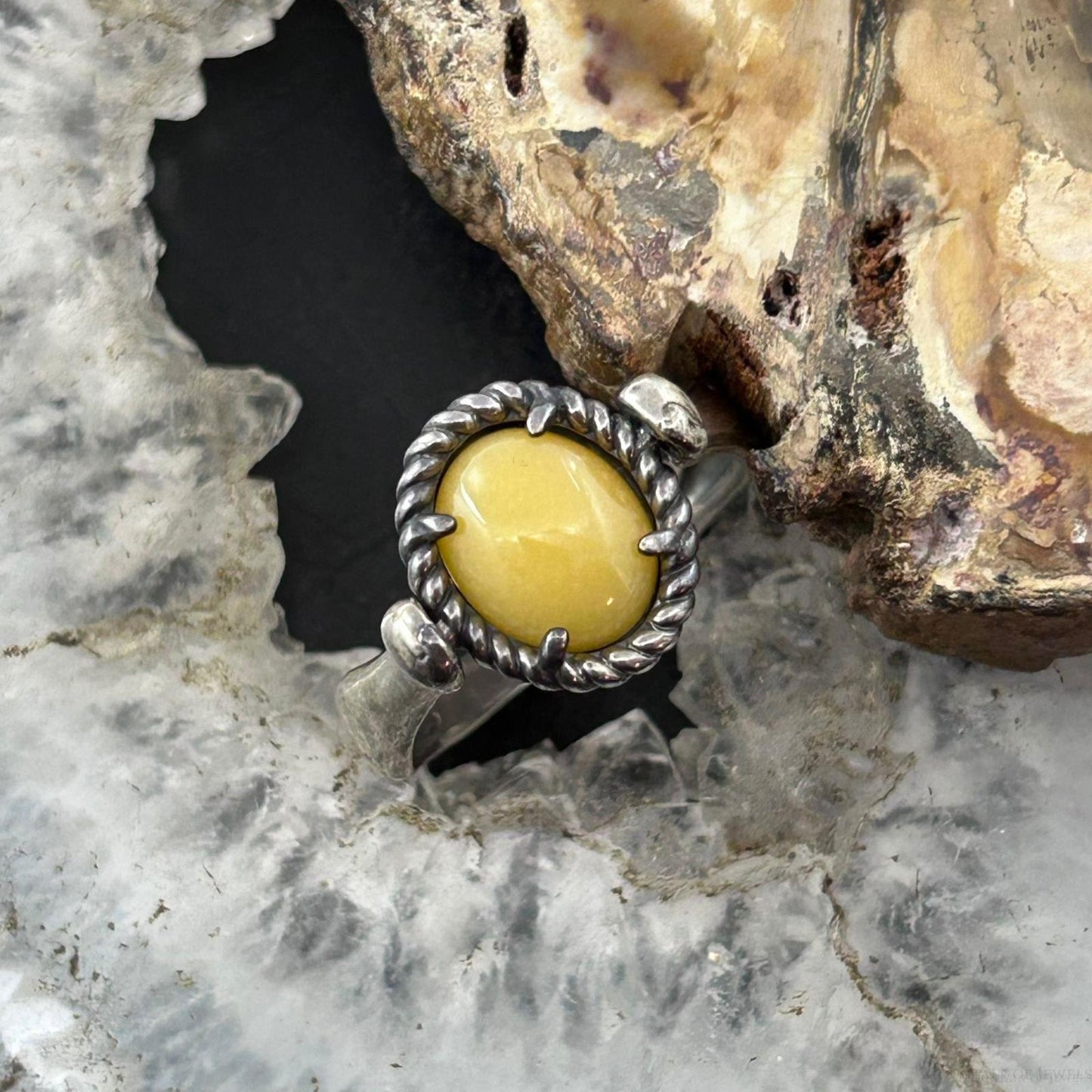Carolyn Pollack American West Sterling Silver Oval Yellow Jasper Reversible Ring For Women