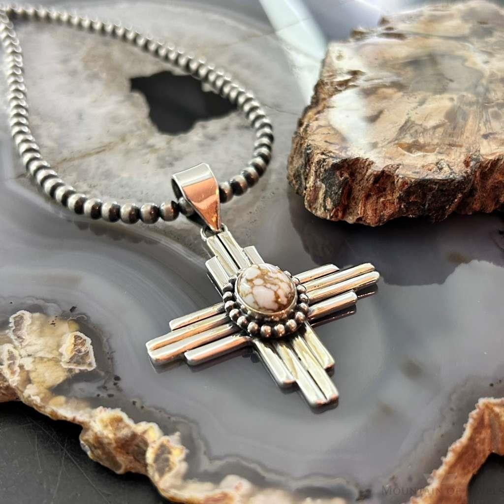 Sterling Silver Southwestern Style Oval Wild Horse Unisex Zia Pendant