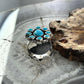 Sterling Silver Southwestern Style Mohave Turquoise Cluster Ring Size 7 For Women