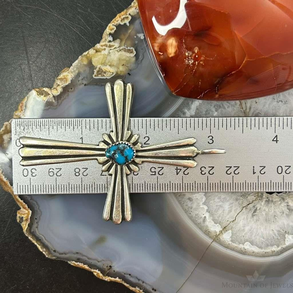 Arthur J Williams Navajo Native American Sterling Silver Turquoise Unisex Cross Pendant
