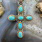 Sterling Silver Southwestern Style 6 Oval Turquoise Decorated Unisex Cross Pendant