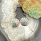 Native American Sterling Silver Stamped Rounded Concho w/Turquoise Stud Earrings For Women