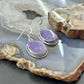 Sterling Silver Southwestern Style Oval Charoite Dangle Earrings For Women