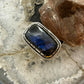 Sterling Silver Southwestern Style Rectangle Labradorite Ring Size 8 For Women
