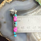 Sterling Silver Turquoise & Pink Dahlia Beads Long Dangle Earrings For Women