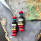 Tommy & Rosita Singer Sterling  Silver Coral, Onyx, Turquoise Bead Dangle Earrings For Women