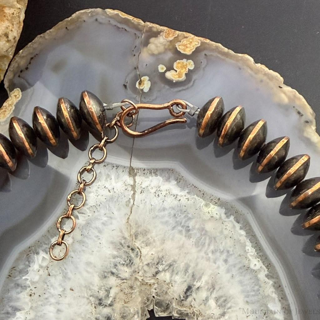 Copper Navajo Pearl Beads Saucer 12 mm Necklace Length 16"-18" For Women