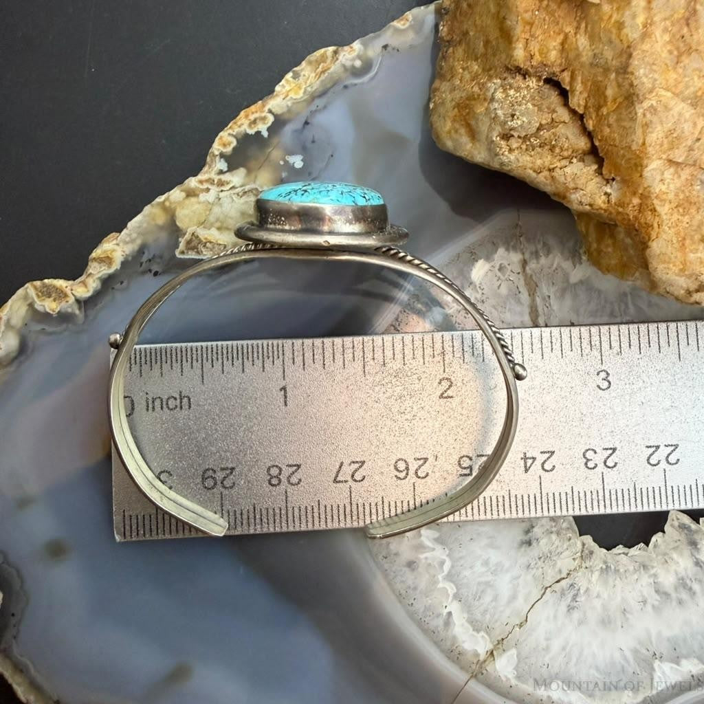 Sterling Silver Native American Oval Turquoise Split Shank Bracelet For Women